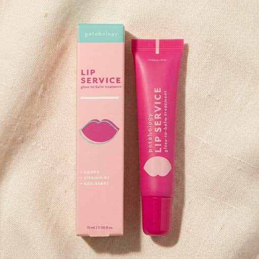 Lip gloss in a pink tube